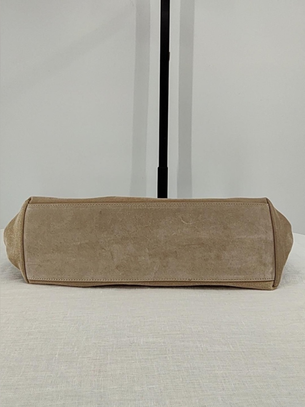 Quince Large Suede Shoulder Bag in Beige/Tan - Picture 9 of 10